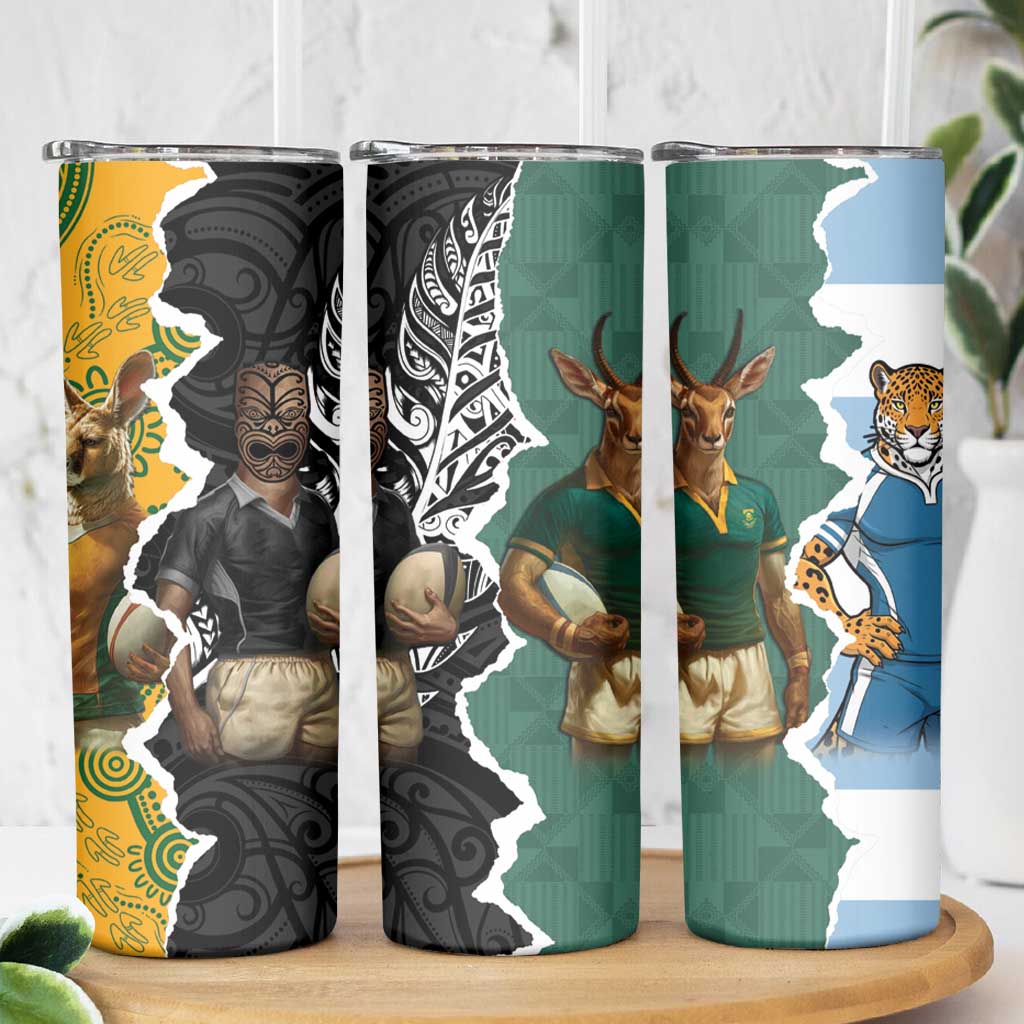 Rugby 2025 Championship Skinny Tumbler Southern Hemisphere Countries Mascots - Aussie Hoodie