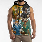 Personalised Rugby 2025 Championship Sleeveless Hoodie Southern Hemisphere Countries Mascots - Aussie Hoodie
