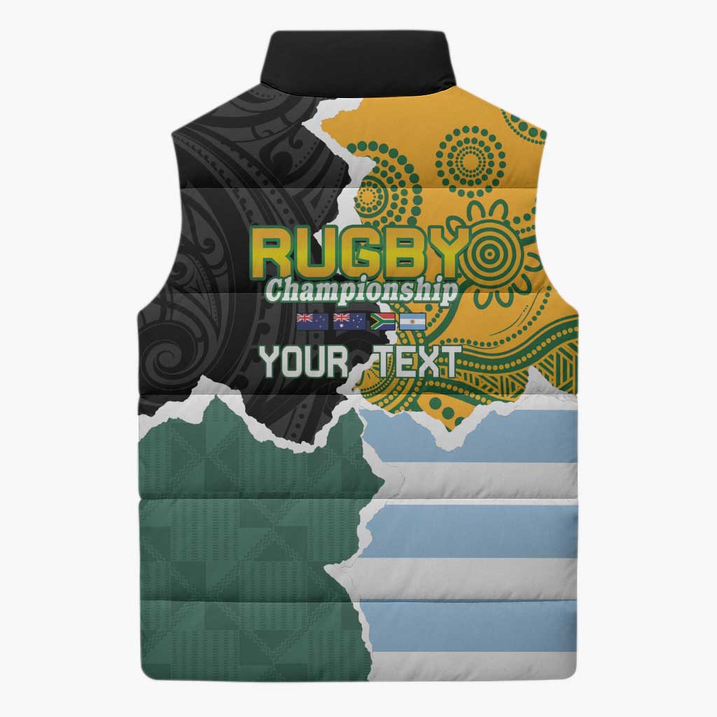 Personalised Rugby 2025 Championship Sleeveless Puffer Jacket Southern Hemisphere Countries Mascots - Aussie Hoodie