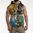 Personalised Rugby 2025 Championship Sleeveless Zip Hoodie Southern Hemisphere Countries Mascots LT14