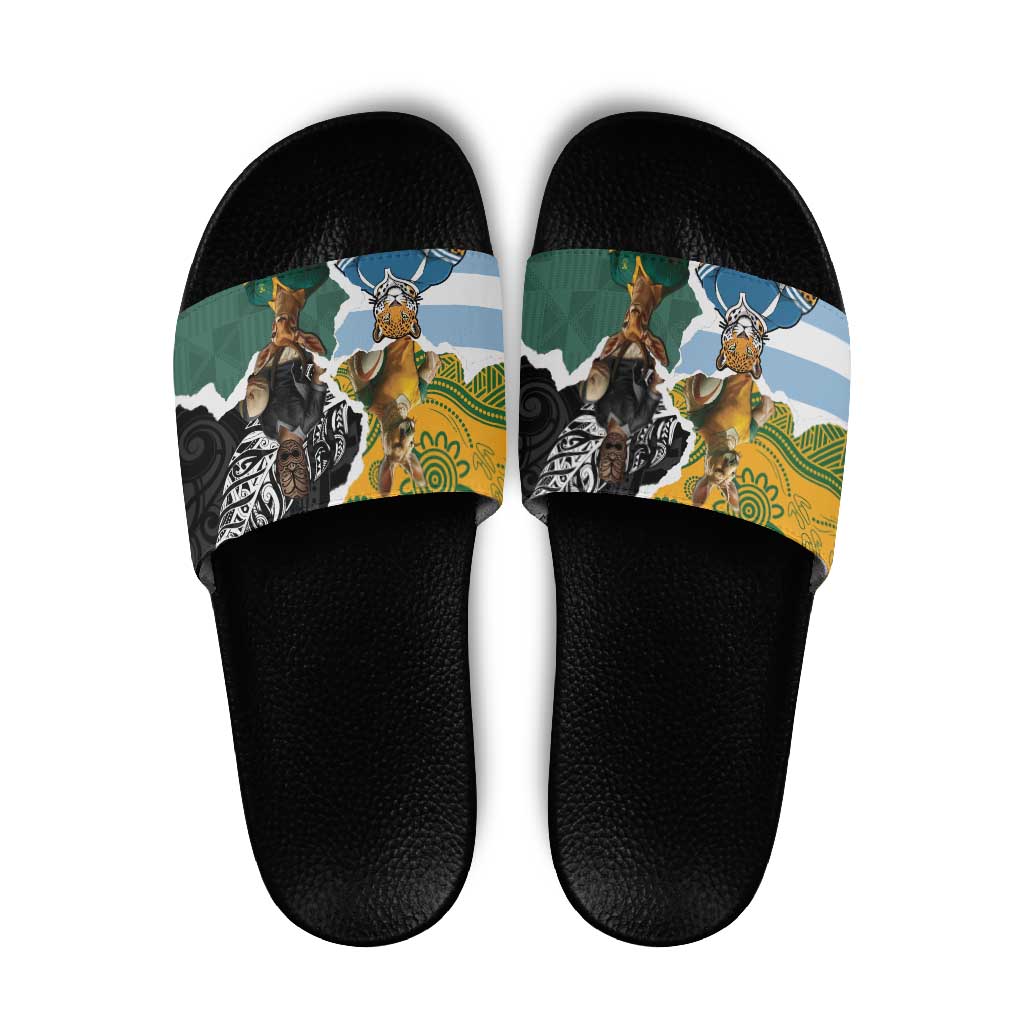 Rugby 2025 Championship Slide Sandals Southern Hemisphere Countries Mascots - Aussie Hoodie