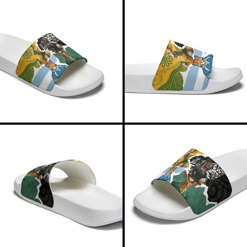 Rugby 2025 Championship Slide Sandals Southern Hemisphere Countries Mascots - Aussie Hoodie