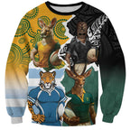 Personalised Rugby 2025 Championship Sweatshirt Southern Hemisphere Countries Mascots - Aussie Hoodie