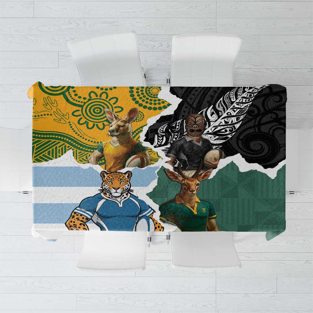 Rugby 2025 Championship Tablecloth Southern Hemisphere Countries Mascots - Aussie Hoodie