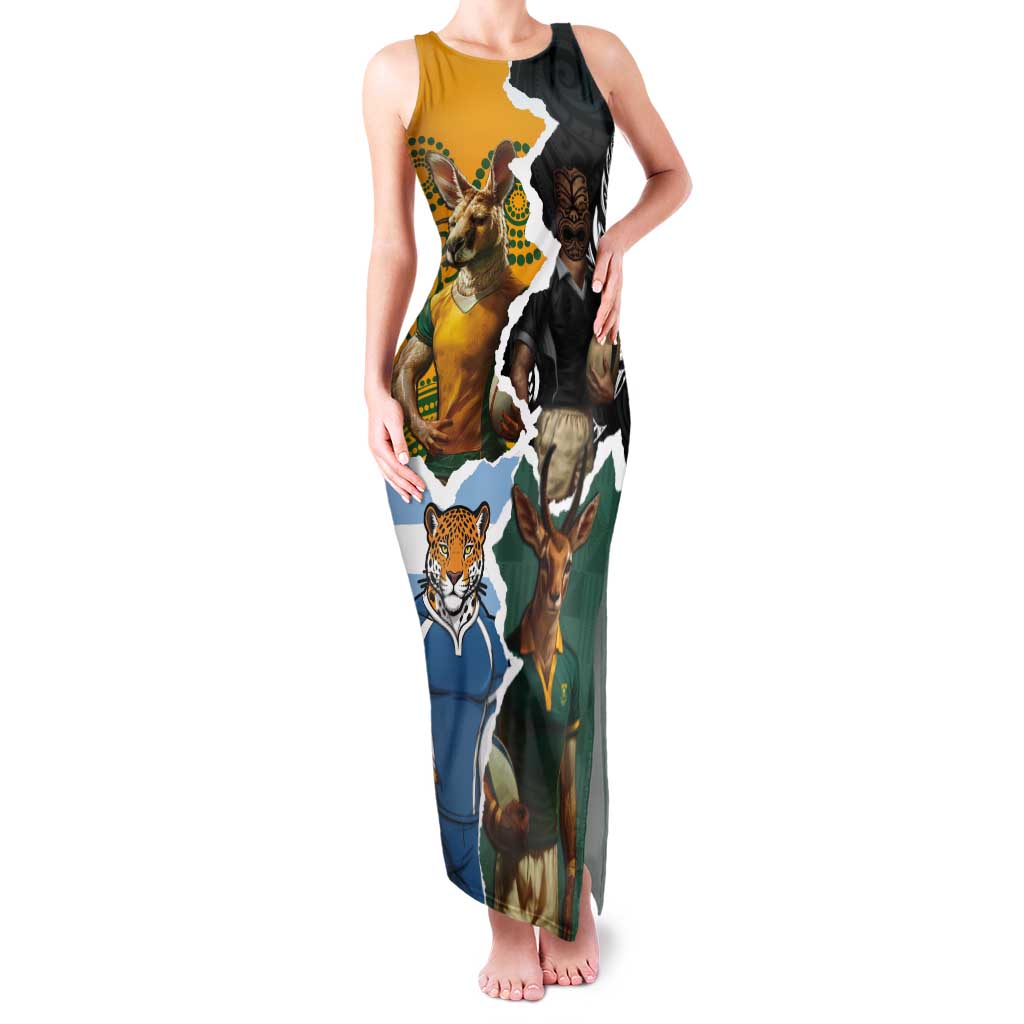 Personalised Rugby 2025 Championship Tank Maxi Dress Southern Hemisphere Countries Mascots - Aussie Hoodie