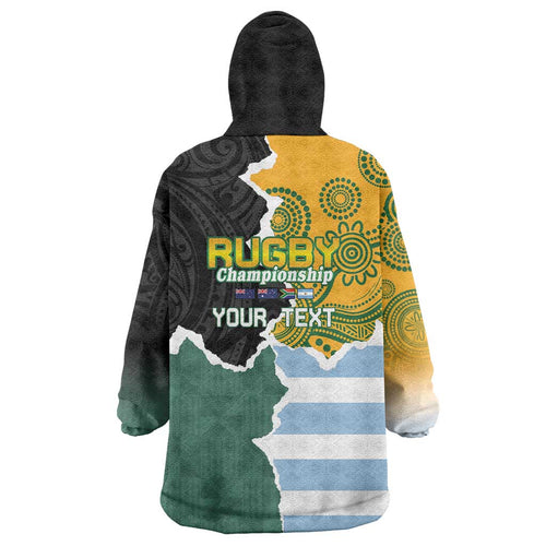 Personalised Rugby 2025 Championship Wearable Blanket Hoodie Southern Hemisphere Countries Mascots - Aussie Hoodie