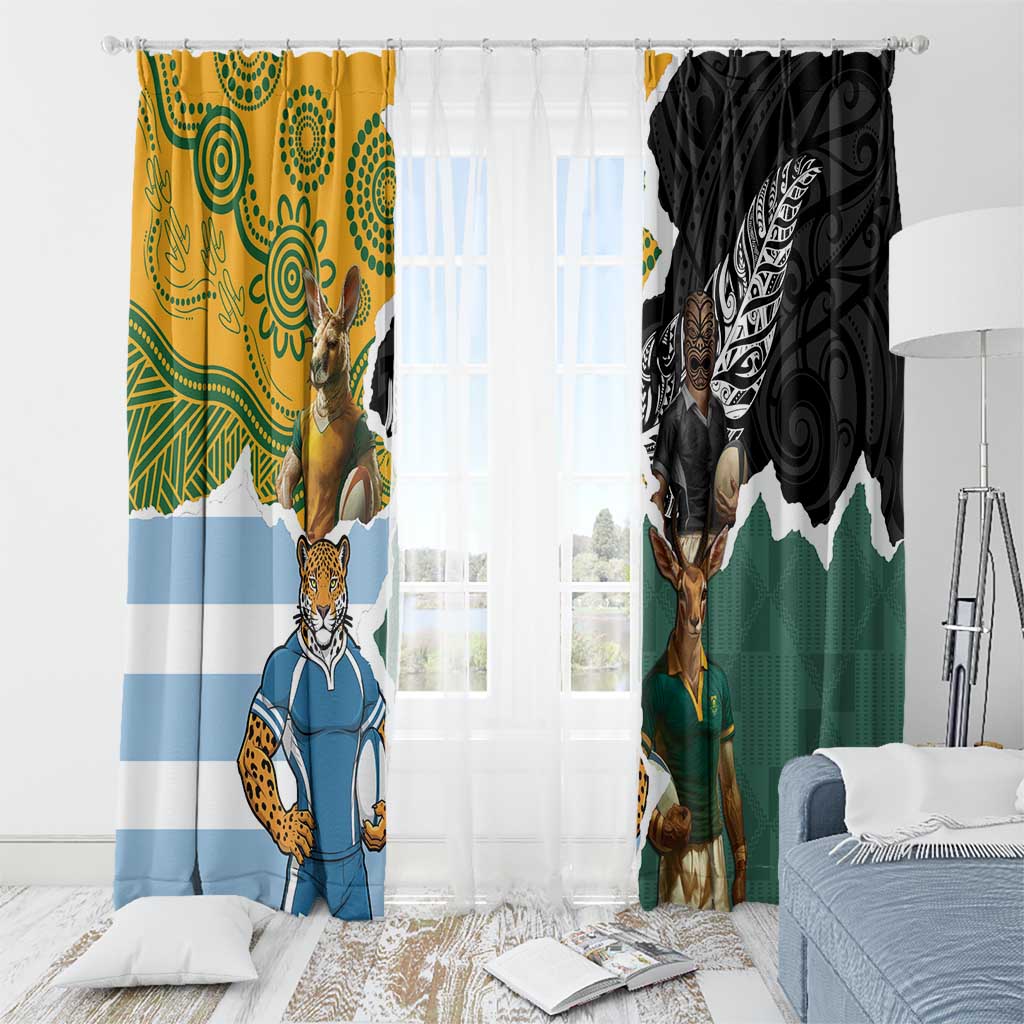 Rugby 2025 Championship Window Curtain Southern Hemisphere Countries Mascots - Aussie Hoodie