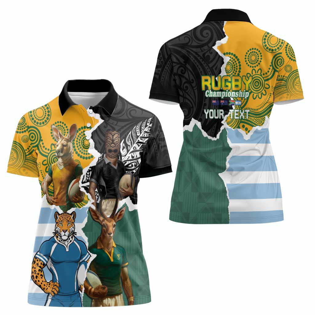 Personalised Rugby 2025 Championship Women Polo Shirt Southern Hemisphere Countries Mascots - Aussie Hoodie