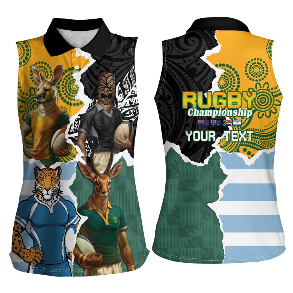 Personalised Rugby 2025 Championship Women Sleeveless Polo Shirt Southern Hemisphere Countries Mascots - Aussie Hoodie