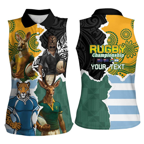 Personalised Rugby 2025 Championship Women Sleeveless Polo Shirt Southern Hemisphere Countries Mascots - Aussie Hoodie
