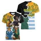 Personalised Rugby 2025 Championship Women V-Neck T-Shirt Southern Hemisphere Countries Mascots - Aussie Hoodie