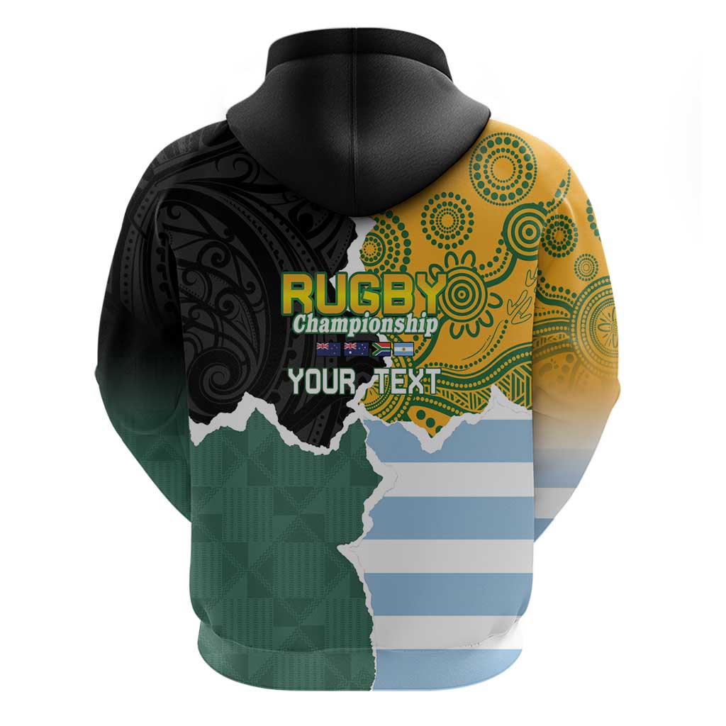 Personalised Rugby 2025 Championship Zip Hoodie Southern Hemisphere Countries Mascots - Aussie Hoodie