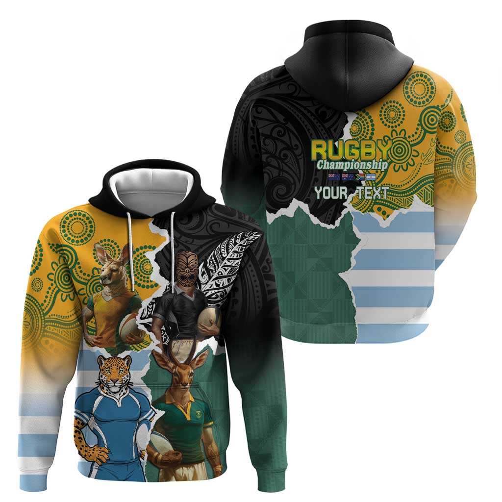 Personalised Rugby 2025 Championship Zip Hoodie Southern Hemisphere Countries Mascots - Aussie Hoodie