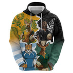 Personalised Rugby 2025 Championship Zip Hoodie Southern Hemisphere Countries Mascots - Aussie Hoodie