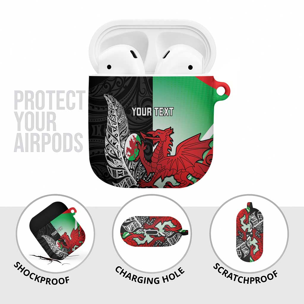 New Zealand and Wales Rugby Custom AirPods Case Aotearoa All Black Combine Welsh Dragon - Aussie Hoodie