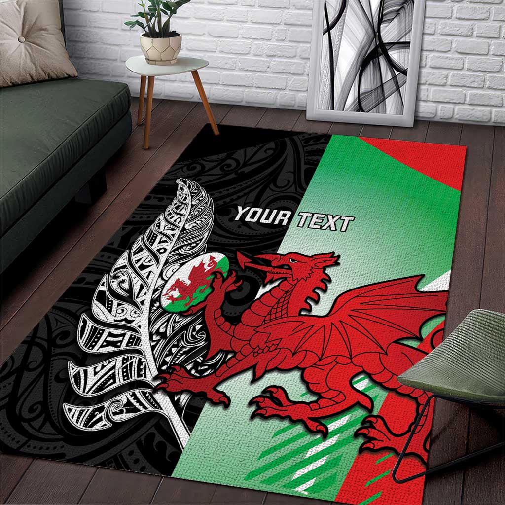 New Zealand and Wales Rugby Custom Area Rug Aotearoa All Black Combine Welsh Dragon - Aussie Hoodie