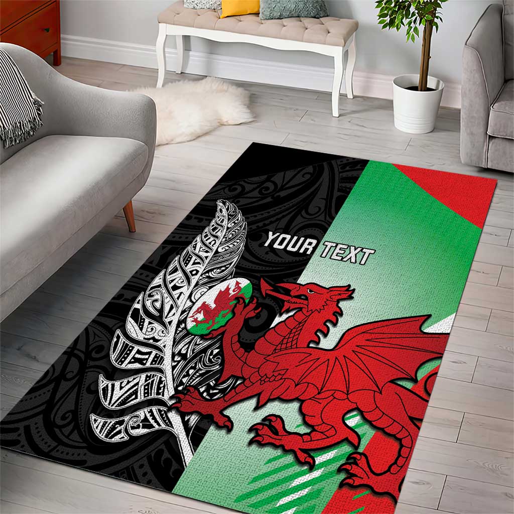 New Zealand and Wales Rugby Custom Area Rug Aotearoa All Black Combine Welsh Dragon - Aussie Hoodie