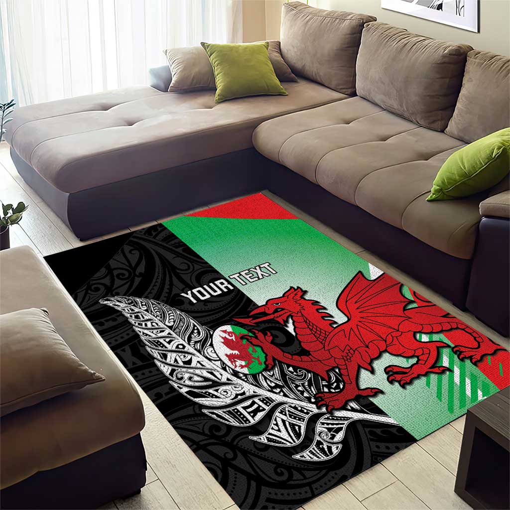 New Zealand and Wales Rugby Custom Area Rug Aotearoa All Black Combine Welsh Dragon - Aussie Hoodie