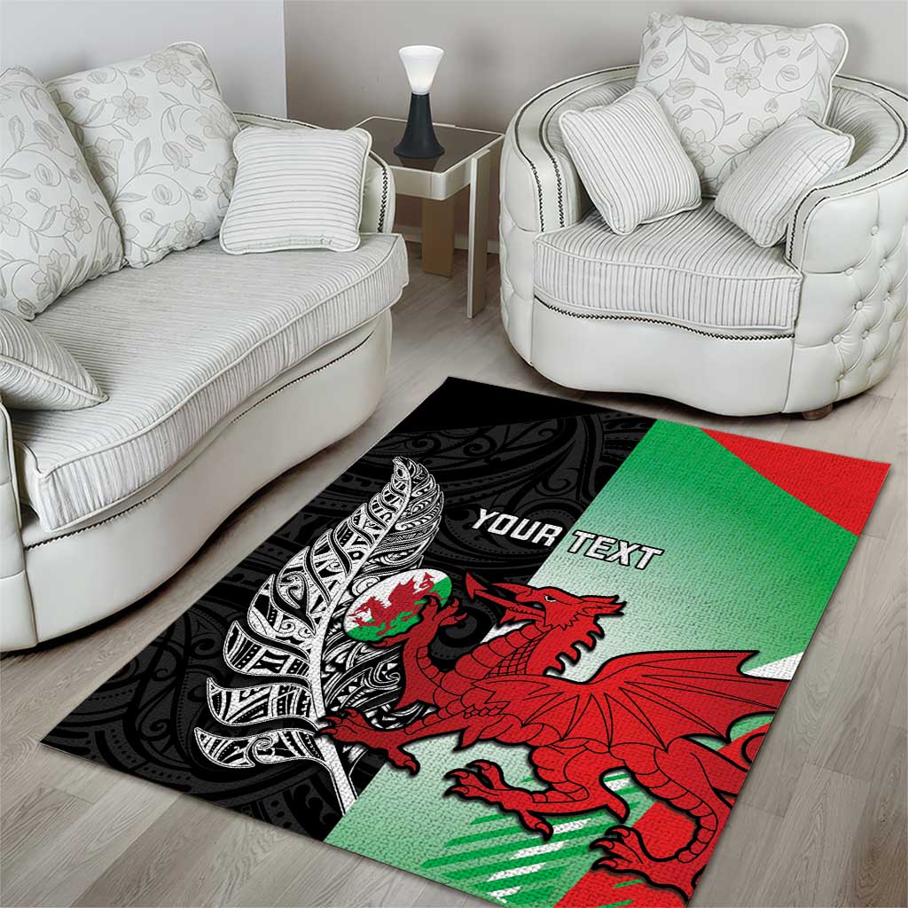 New Zealand and Wales Rugby Custom Area Rug Aotearoa All Black Combine Welsh Dragon - Aussie Hoodie