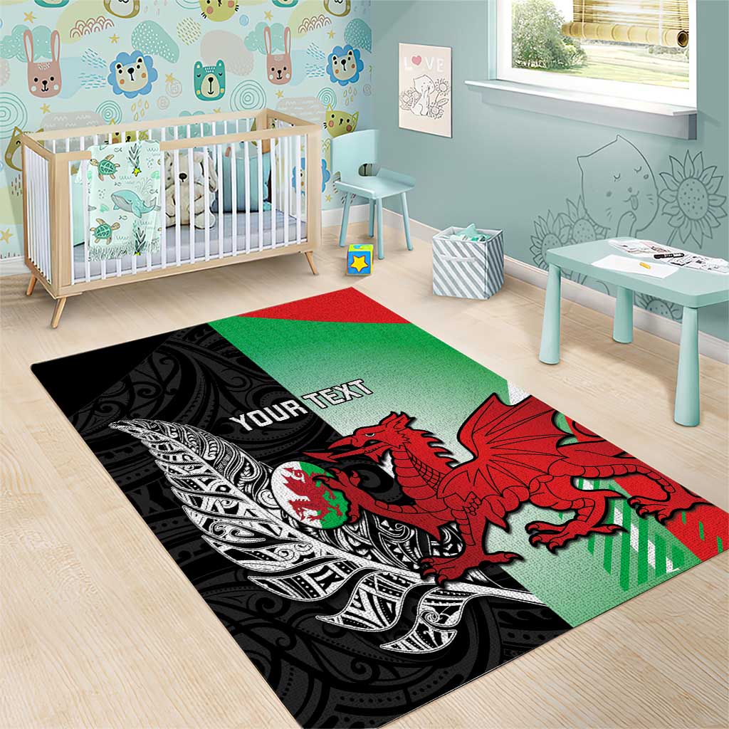 New Zealand and Wales Rugby Custom Area Rug Aotearoa All Black Combine Welsh Dragon - Aussie Hoodie