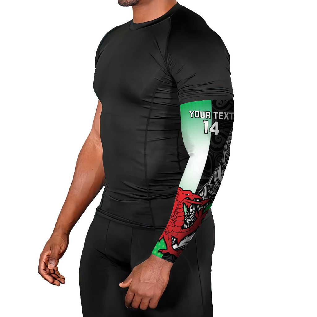 New Zealand and Wales Rugby Custom Arm Sleeves Aotearoa All Black Combine Welsh Dragon - Aussie Hoodie