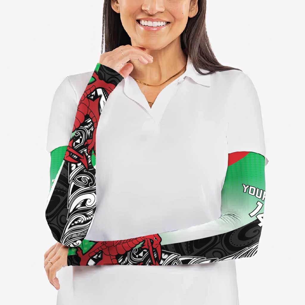 New Zealand and Wales Rugby Custom Arm Sleeves Aotearoa All Black Combine Welsh Dragon - Aussie Hoodie