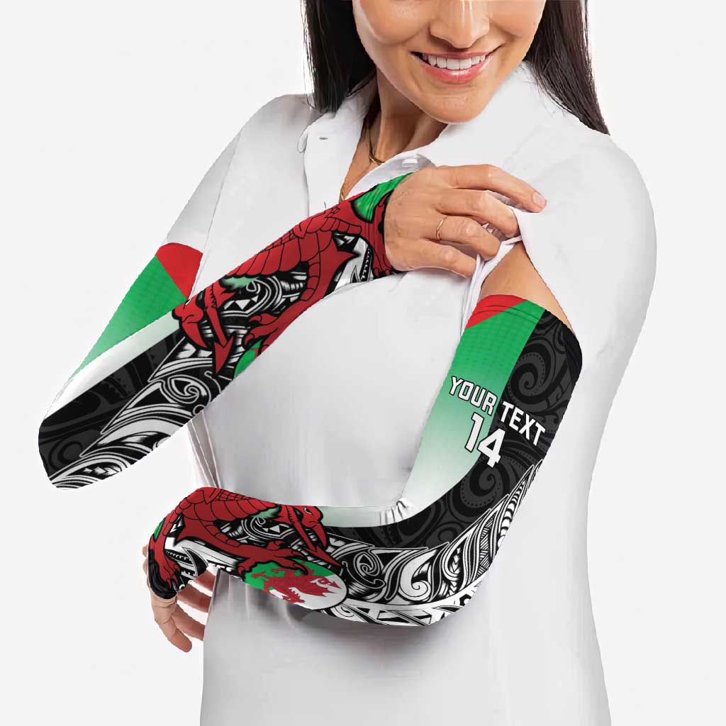 New Zealand and Wales Rugby Custom Arm Sleeves Aotearoa All Black Combine Welsh Dragon - Aussie Hoodie