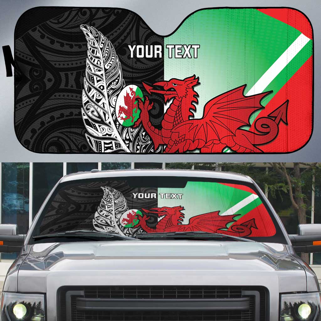New Zealand and Wales Rugby Custom Auto Sun Shade Aotearoa All Black Combine Welsh Dragon - Aussie Hoodie