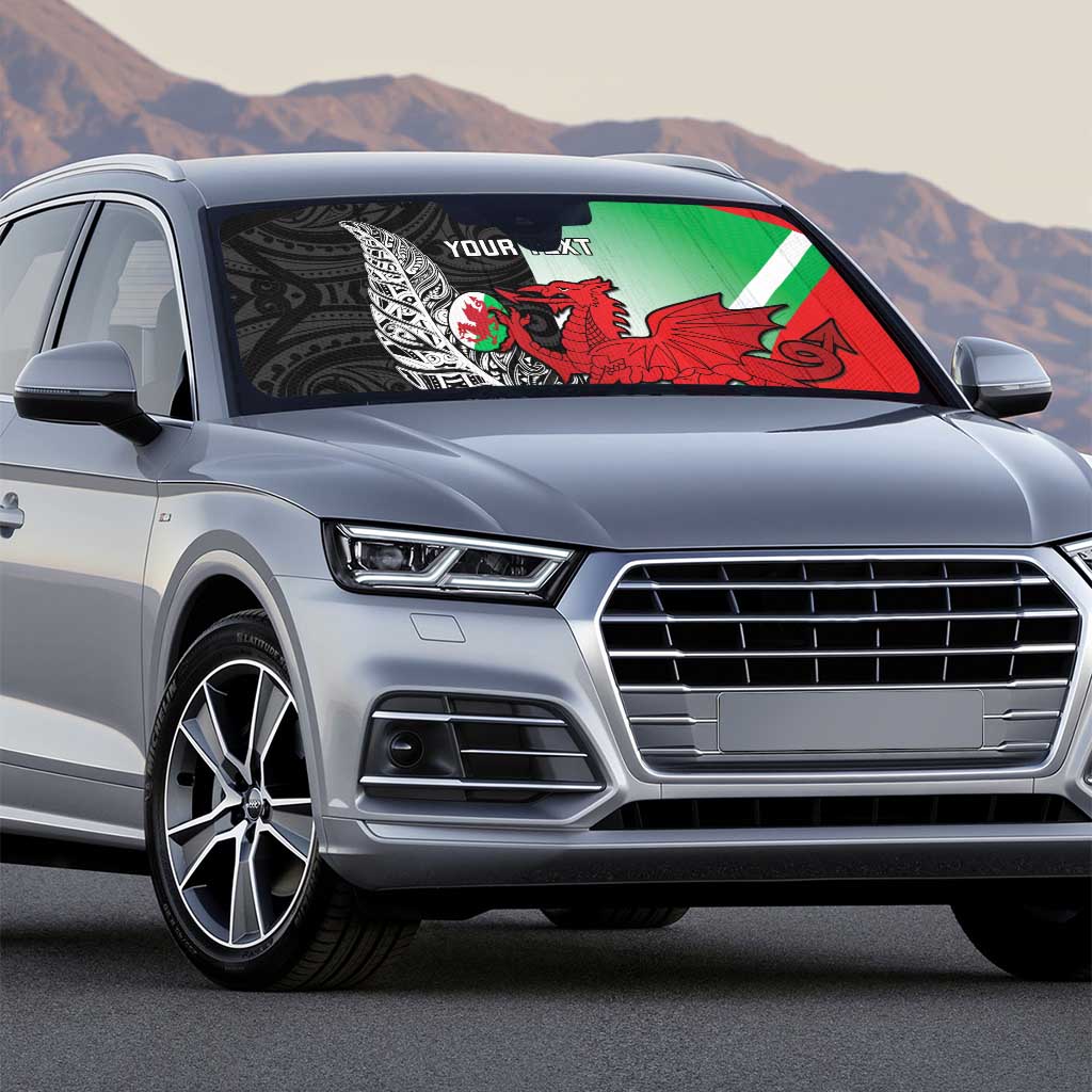New Zealand and Wales Rugby Custom Auto Sun Shade Aotearoa All Black Combine Welsh Dragon - Aussie Hoodie