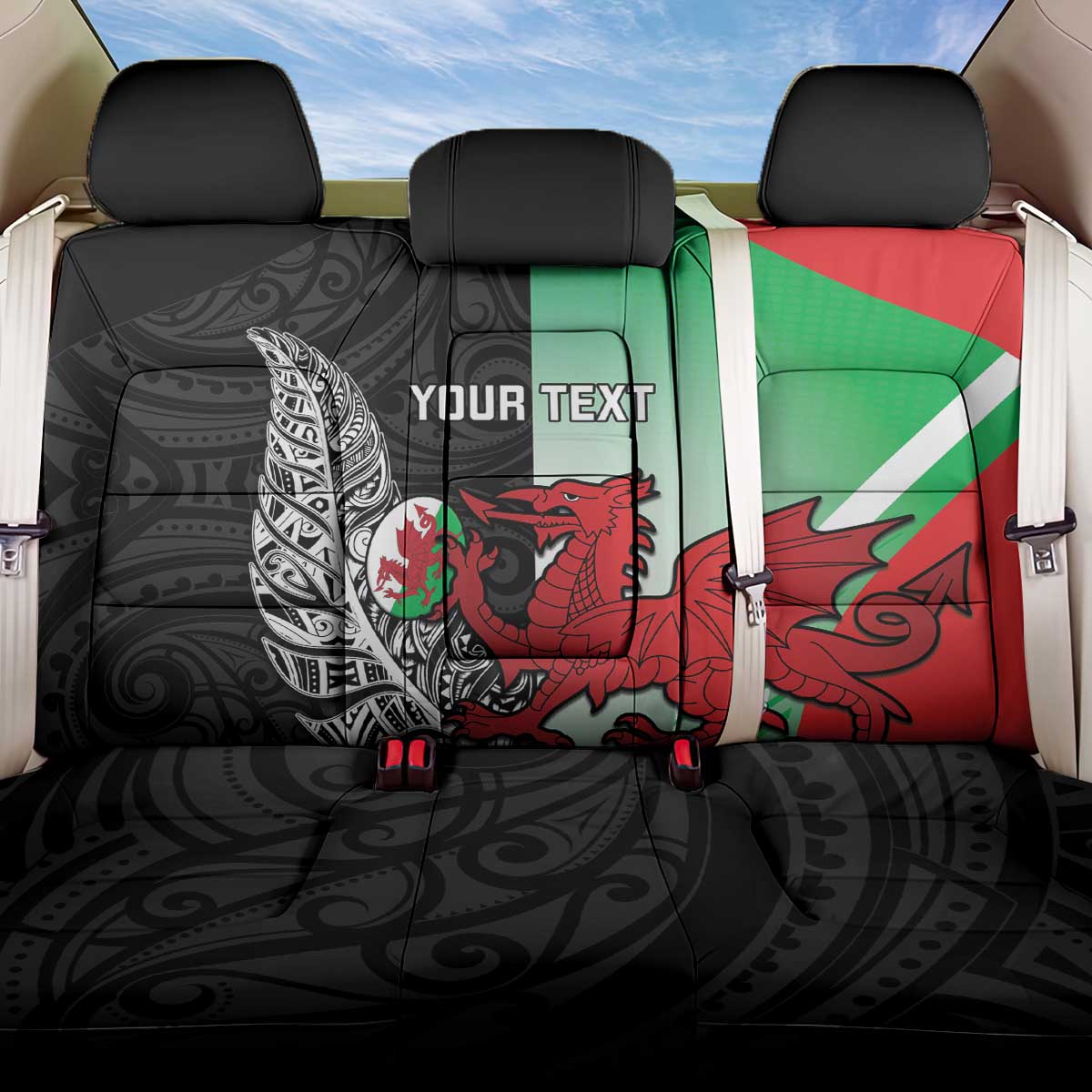 New Zealand and Wales Rugby Custom Back Car Seat Cover Aotearoa All Black Combine Welsh Dragon - Aussie Hoodie