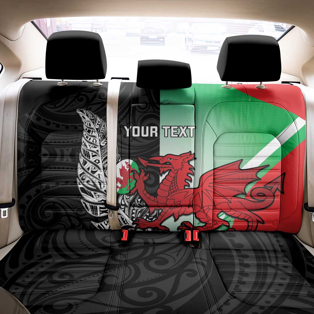 New Zealand and Wales Rugby Custom Back Car Seat Cover Aotearoa All Black Combine Welsh Dragon - Aussie Hoodie