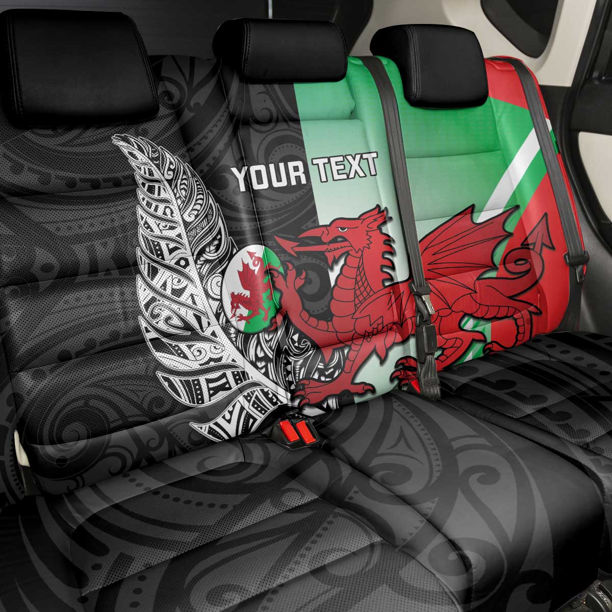 New Zealand and Wales Rugby Custom Back Car Seat Cover Aotearoa All Black Combine Welsh Dragon - Aussie Hoodie
