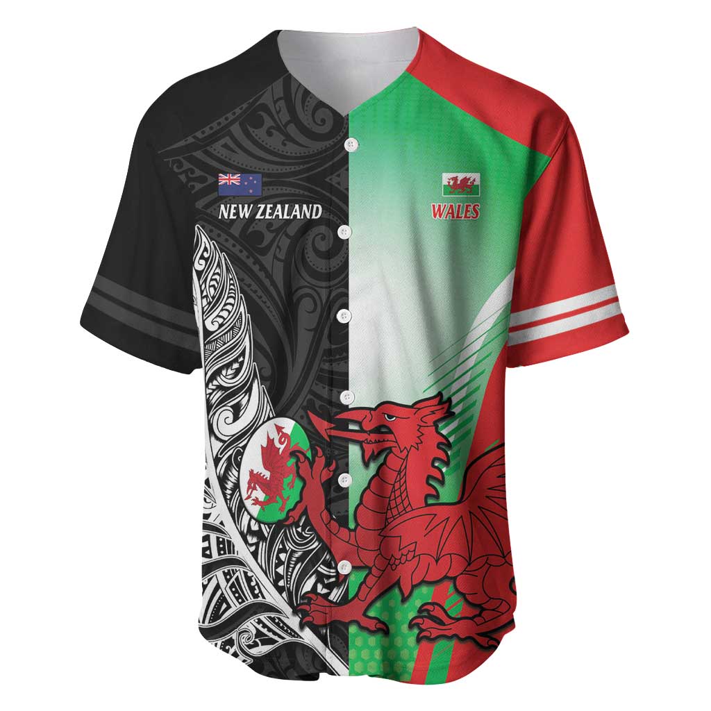 New Zealand and Wales Rugby Custom Baseball Jersey Aotearoa All Black Combine Welsh Dragon - Aussie Hoodie
