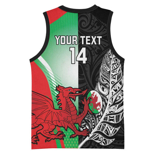 New Zealand and Wales Rugby Custom Basketball Jersey Aotearoa All Black Combine Welsh Dragon - Aussie Hoodie