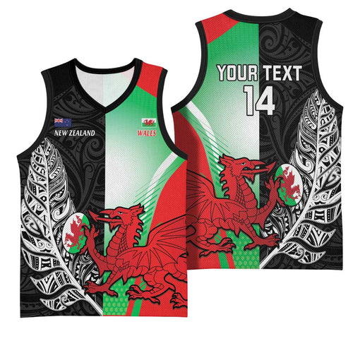 New Zealand and Wales Rugby Custom Basketball Jersey Aotearoa All Black Combine Welsh Dragon - Aussie Hoodie