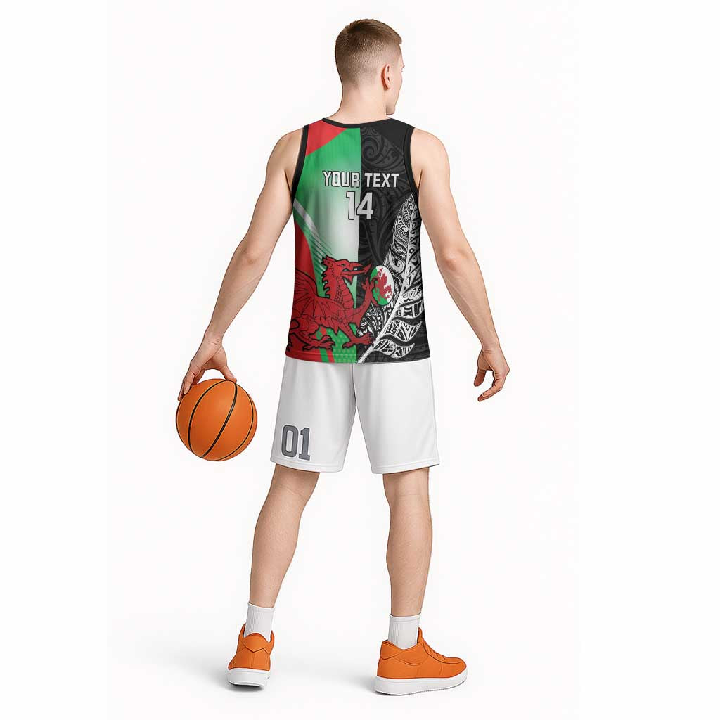 New Zealand and Wales Rugby Custom Basketball Jersey Aotearoa All Black Combine Welsh Dragon - Aussie Hoodie