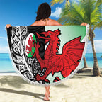 New Zealand and Wales Rugby Custom Beach Blanket Aotearoa All Black Combine Welsh Dragon - Aussie Hoodie