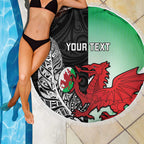 New Zealand and Wales Rugby Custom Beach Blanket Aotearoa All Black Combine Welsh Dragon - Aussie Hoodie