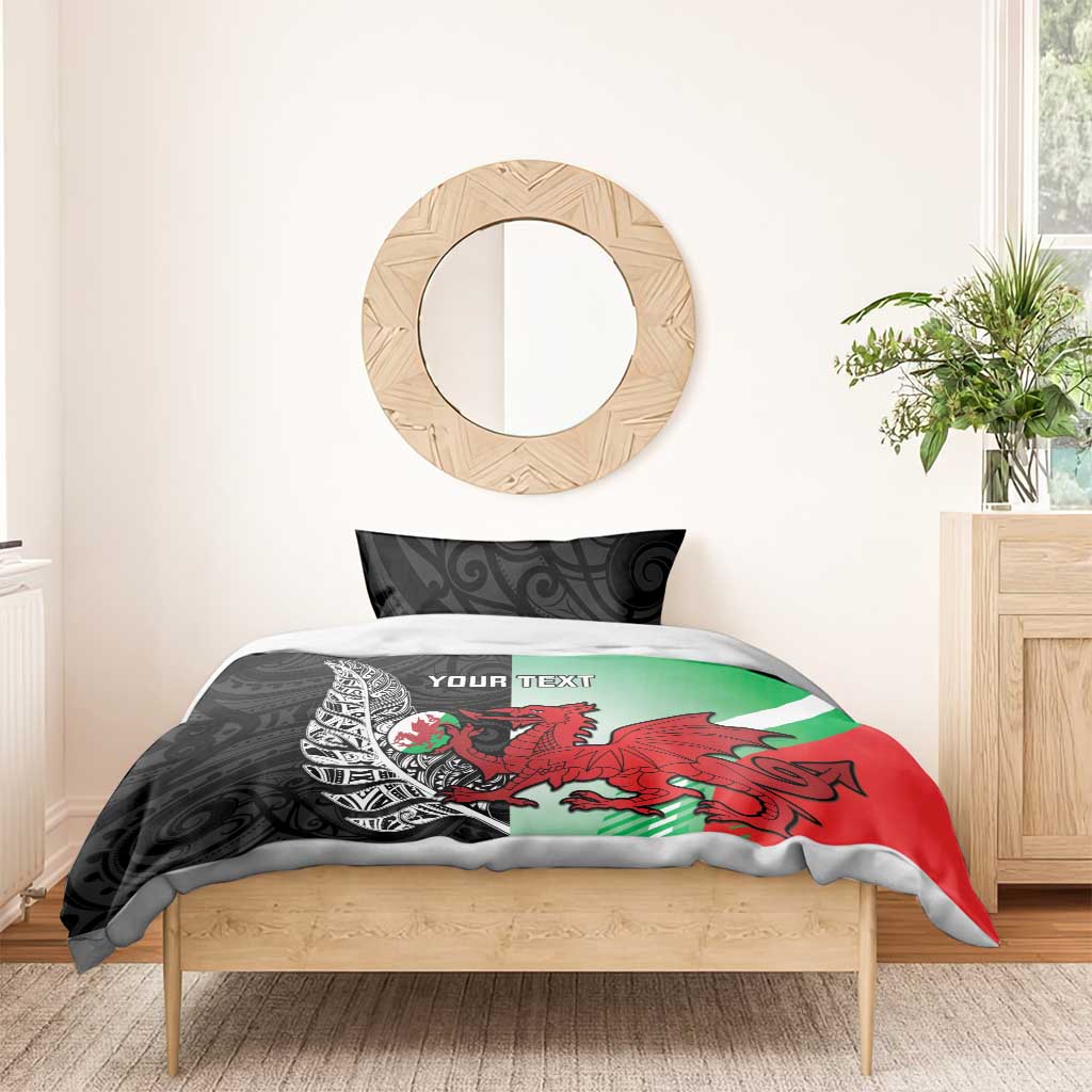 New Zealand and Wales Rugby Custom Bedding Set Aotearoa All Black Combine Welsh Dragon - Aussie Hoodie