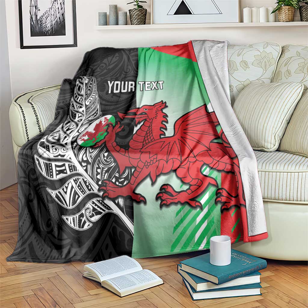 New Zealand and Wales Rugby Custom Blanket Aotearoa All Black Combine Welsh Dragon - Aussie Hoodie