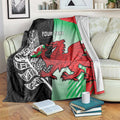New Zealand and Wales Rugby Custom Blanket Aotearoa All Black Combine Welsh Dragon - Aussie Hoodie