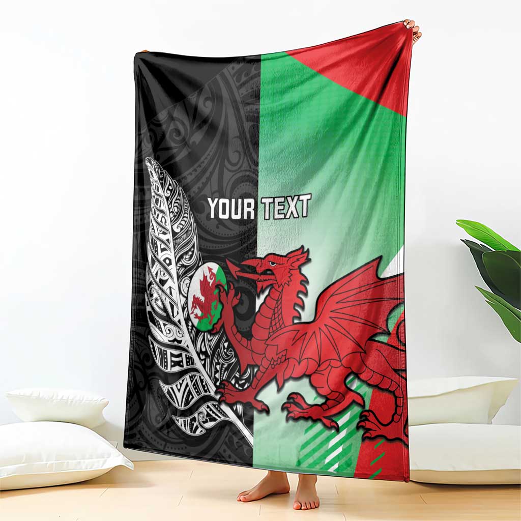 New Zealand and Wales Rugby Custom Blanket Aotearoa All Black Combine Welsh Dragon - Aussie Hoodie