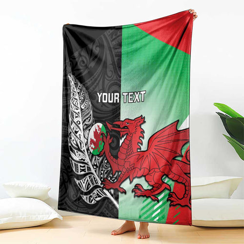 New Zealand and Wales Rugby Custom Blanket Aotearoa All Black Combine Welsh Dragon - Aussie Hoodie
