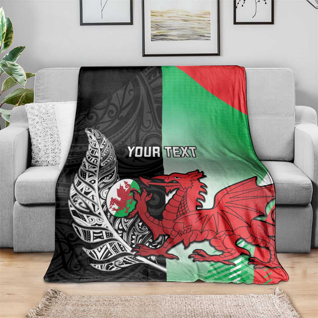 New Zealand and Wales Rugby Custom Blanket Aotearoa All Black Combine Welsh Dragon - Aussie Hoodie