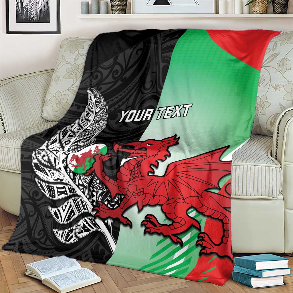 New Zealand and Wales Rugby Custom Blanket Aotearoa All Black Combine Welsh Dragon - Aussie Hoodie