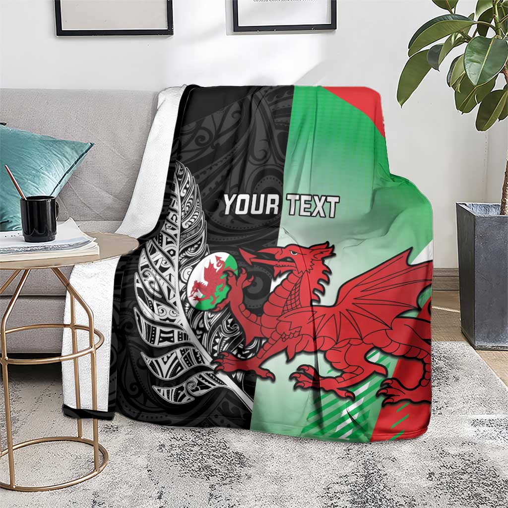 New Zealand and Wales Rugby Custom Blanket Aotearoa All Black Combine Welsh Dragon - Aussie Hoodie