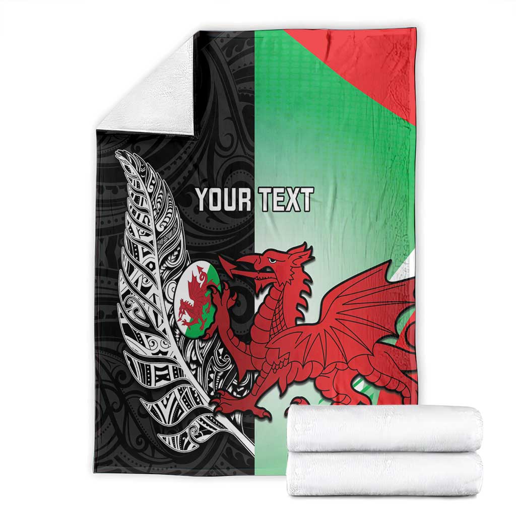 New Zealand and Wales Rugby Custom Blanket Aotearoa All Black Combine Welsh Dragon - Aussie Hoodie