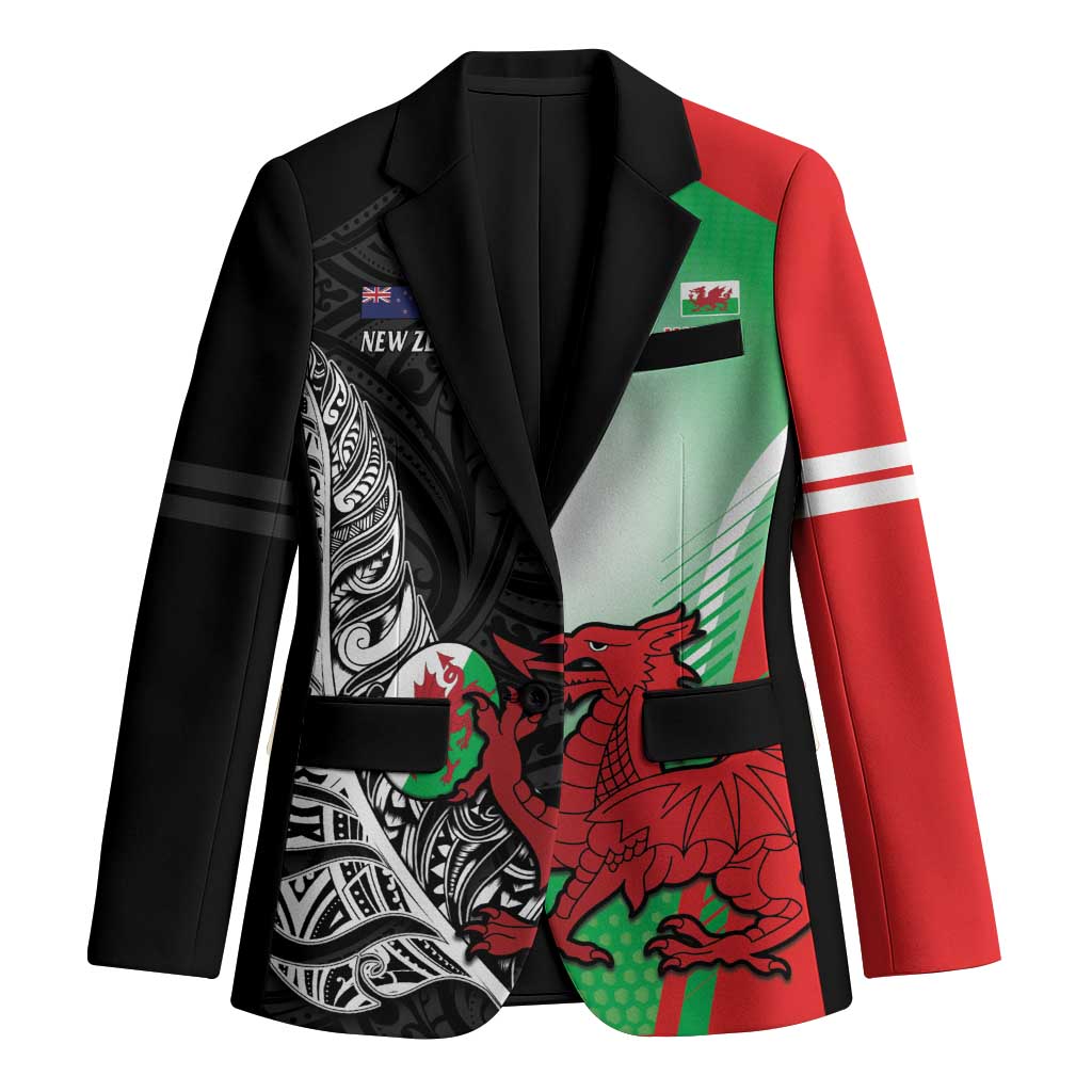 New Zealand and Wales Rugby Custom Blazer Aotearoa All Black Combine Welsh Dragon - Aussie Hoodie