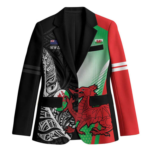 New Zealand and Wales Rugby Custom Blazer Aotearoa All Black Combine Welsh Dragon - Aussie Hoodie