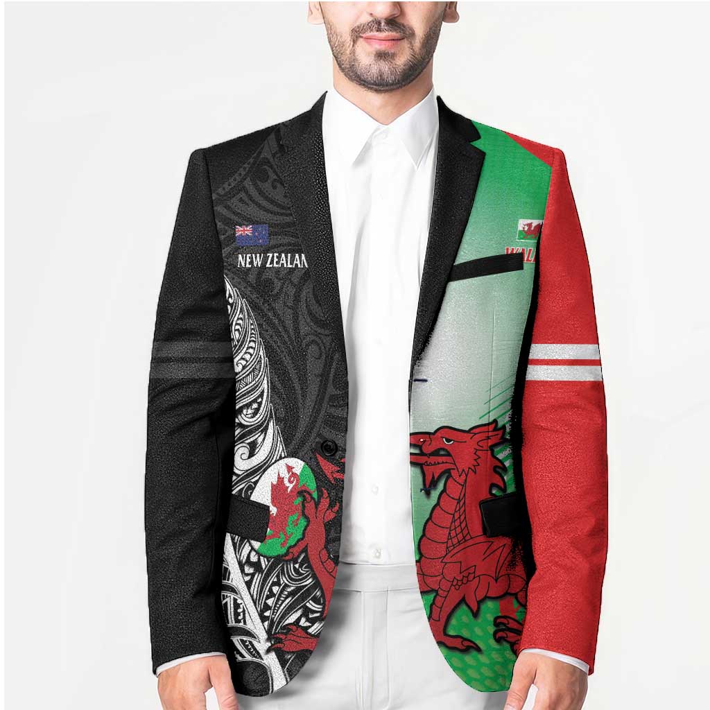 New Zealand and Wales Rugby Custom Blazer Aotearoa All Black Combine Welsh Dragon - Aussie Hoodie